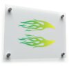 Dual Curved Green Flame Sticker Set