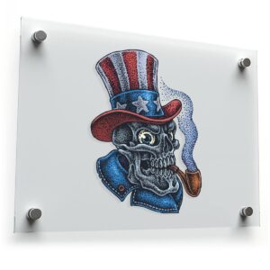 Patriotic Skull with Pipe Sticker