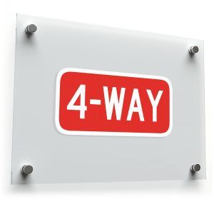 4-Way" Traffic Sign Sticker – Durable Red and