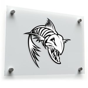 Aggressive Fish Skeleton Decal