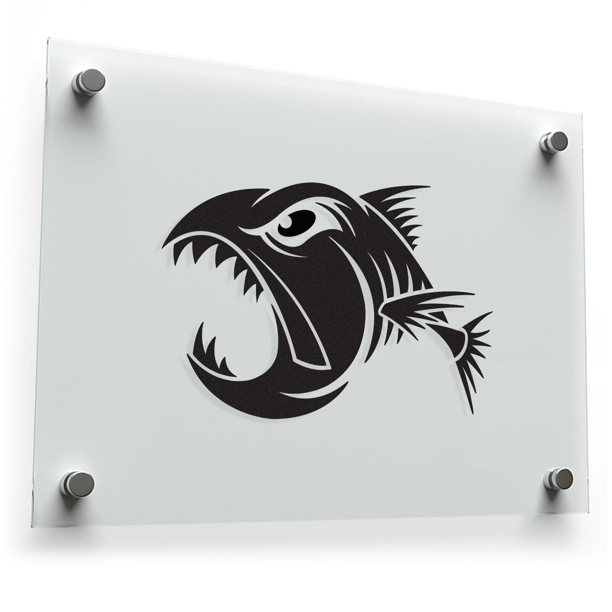 Aggressive Fish Skeleton Vinyl Sticker 3 Aggressive Fish Skeleton Vinyl Sticker