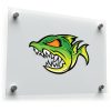 Aggressive Green Fish Sticker 1