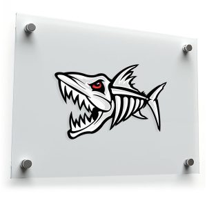 Aggressive Shark Skeleton Sticker