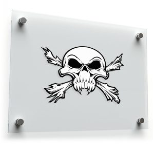 Aggressive Skull with Cracked Bones Sticker
