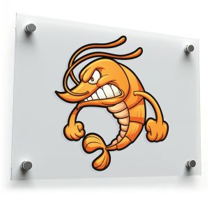 Angry Shrimp Cartoon Sticker