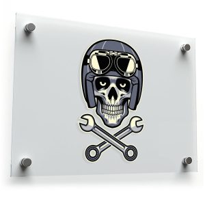 Biker Skull Wrench Decal