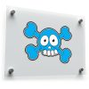 Blue Cartoon Skull and Crossbones Sticker 1