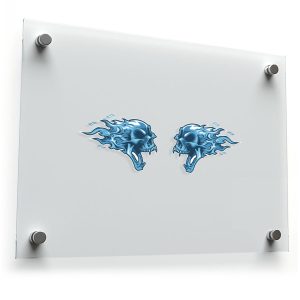 Blue Flaming Skull Vinyl Decals