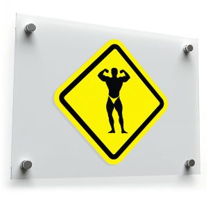 Bodybuilder Caution Sign Vinyl Sticker