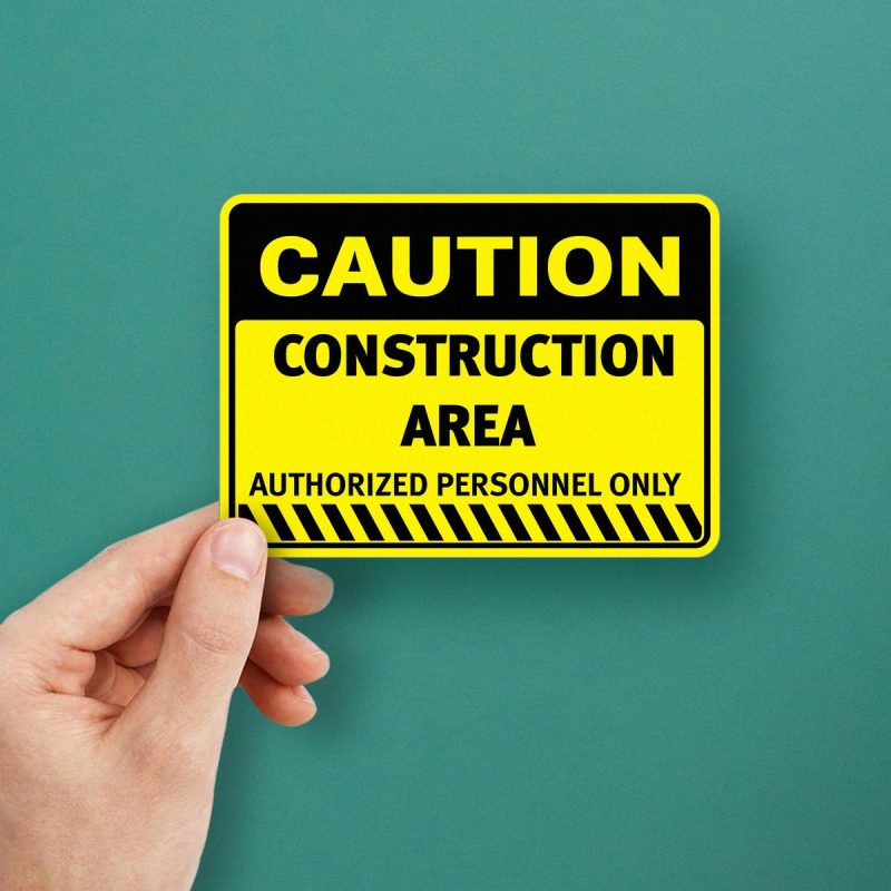 Caution Construction Area Sticker - Stickers Factory