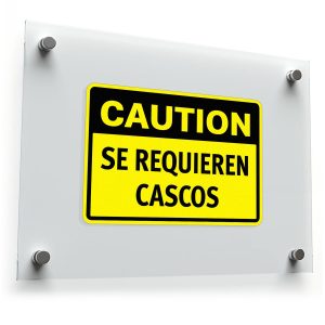 Caution Se Requieren Cascos Sticker – Bilingual Safety Helmet