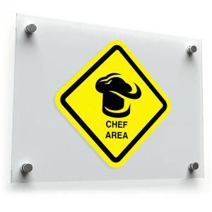 Chef Area Warning Sign Sticker – Bright Yellow Kitchen