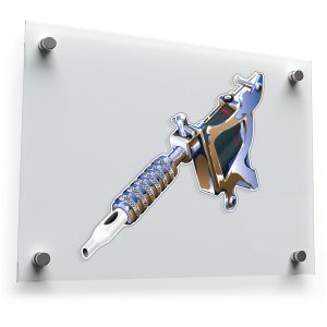 Chrome Tattoo Machine Sticker