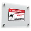 Construction Area Warning Sticker – "Danger: Hard Hats Must