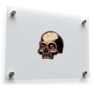 Creepy Red-Eyed Skull Sticker