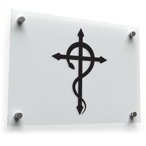Cross and Serpent Silhouette Sticker