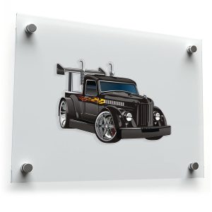 Custom Black Hot Rod Truck Sticker
