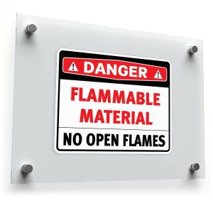 Danger Flammable Material Sticker – No Open Flames Warning