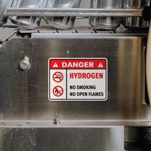 Alternative view of Danger Hydrogen Warning Sticker