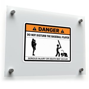 Danger Warning Sticker Do Not Disturb the Baseball Player