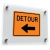Detour Left Arrow Sticker – Durable Orange and Black
