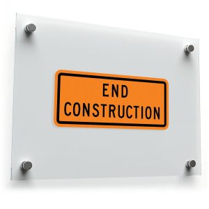 End Construction Sticker – Bright Orange Safety Sign Decal