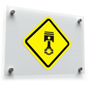 Engine Piston Symbol Sticker – Yellow and Black Vinyl