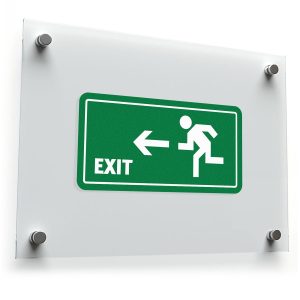 "Exit Left" Safety Sticker