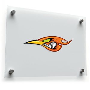 Fiery Cartoon Woodpecker Vinyl Sticker