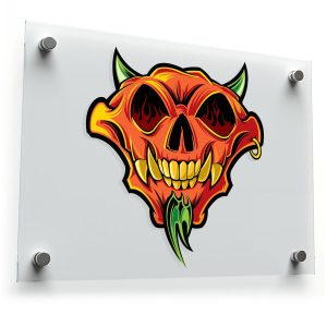 Fiery Demon Skull Sticker