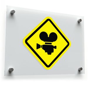Film Camera Caution Sign Vinyl Sticker