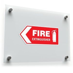 Fire Extinguisher Location Sign Sticker – Red & White Directional