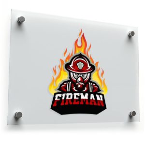 Fireman Sticker Helmet and Flames
