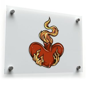 Flaming Heart Vinyl Sticker