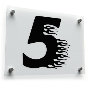 Flaming Number 5 Sticker