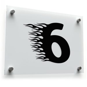 Flaming Number 6 Sticker