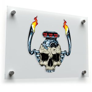 Flaming Skull Engine Decal