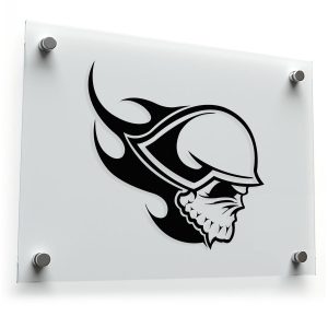 Flaming Skull Helmet Sticker