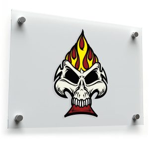 Flaming Skull Spade Sticker