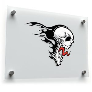 Flaming Skull Vinyl Sticker