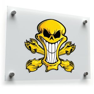 Flaming Yellow Skull Sticker