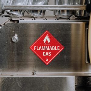 Alternative view of Flammable Gas Warning Sticker Decal