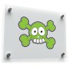 Funny Green Skull and Crossbones Sticker