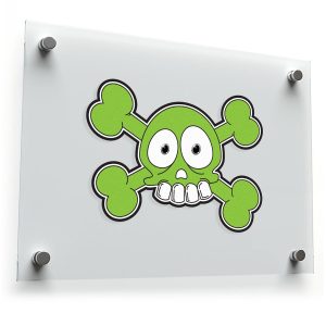Funny Green Skull and Crossbones Sticker