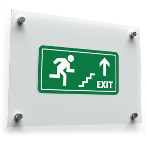 Green Exit Sign Sticker – Durable Vinyl Decal with