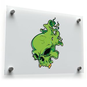 Green Flaming Skull Vinyl Decal