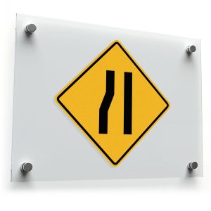 Lane Reduction Symbol Sticker – Durable Yellow and Black