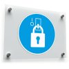 Lock Icon" Safety Sticker – Blue and White Decal