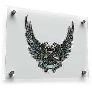 Motorcycle Piston Wings Vinyl Decal