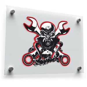 Motorcycle Skull Wrench Sticker
